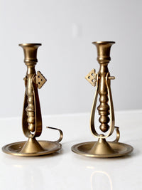 antique brass chambersticks pair
