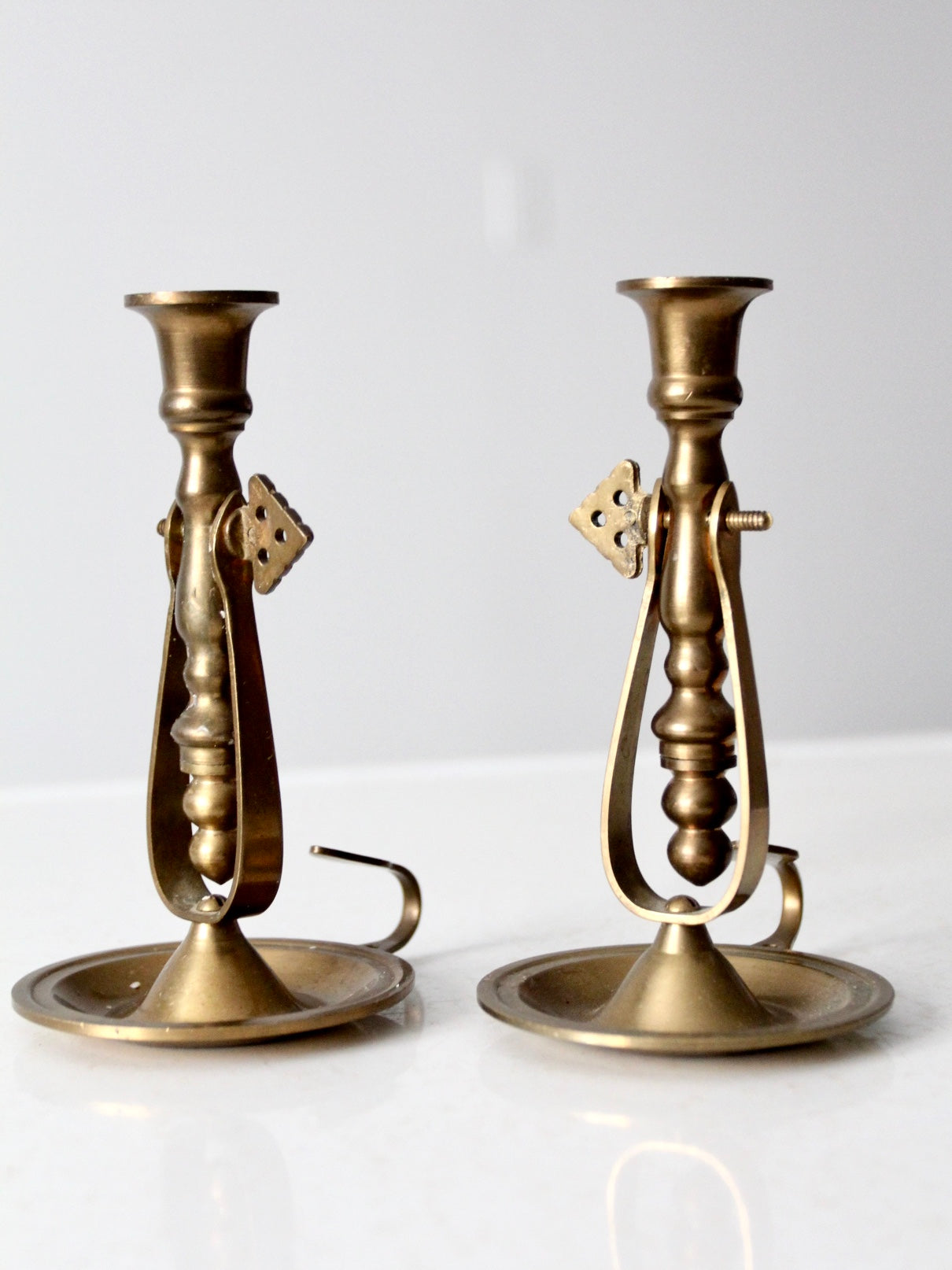 antique brass chambersticks pair