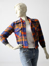 vintage plaid wool bomber jacket