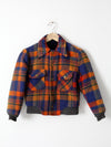 vintage plaid wool bomber jacket