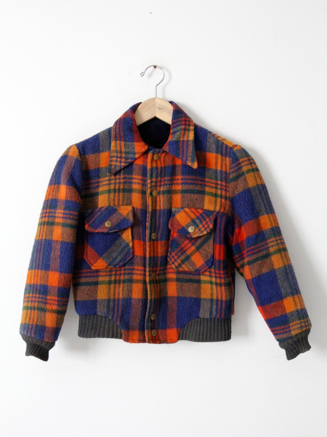 Wool Plaid Jacquard Bomber Jacket