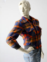 vintage plaid wool bomber jacket