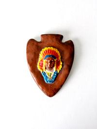 vintage chalkware Indian chief wall hanging