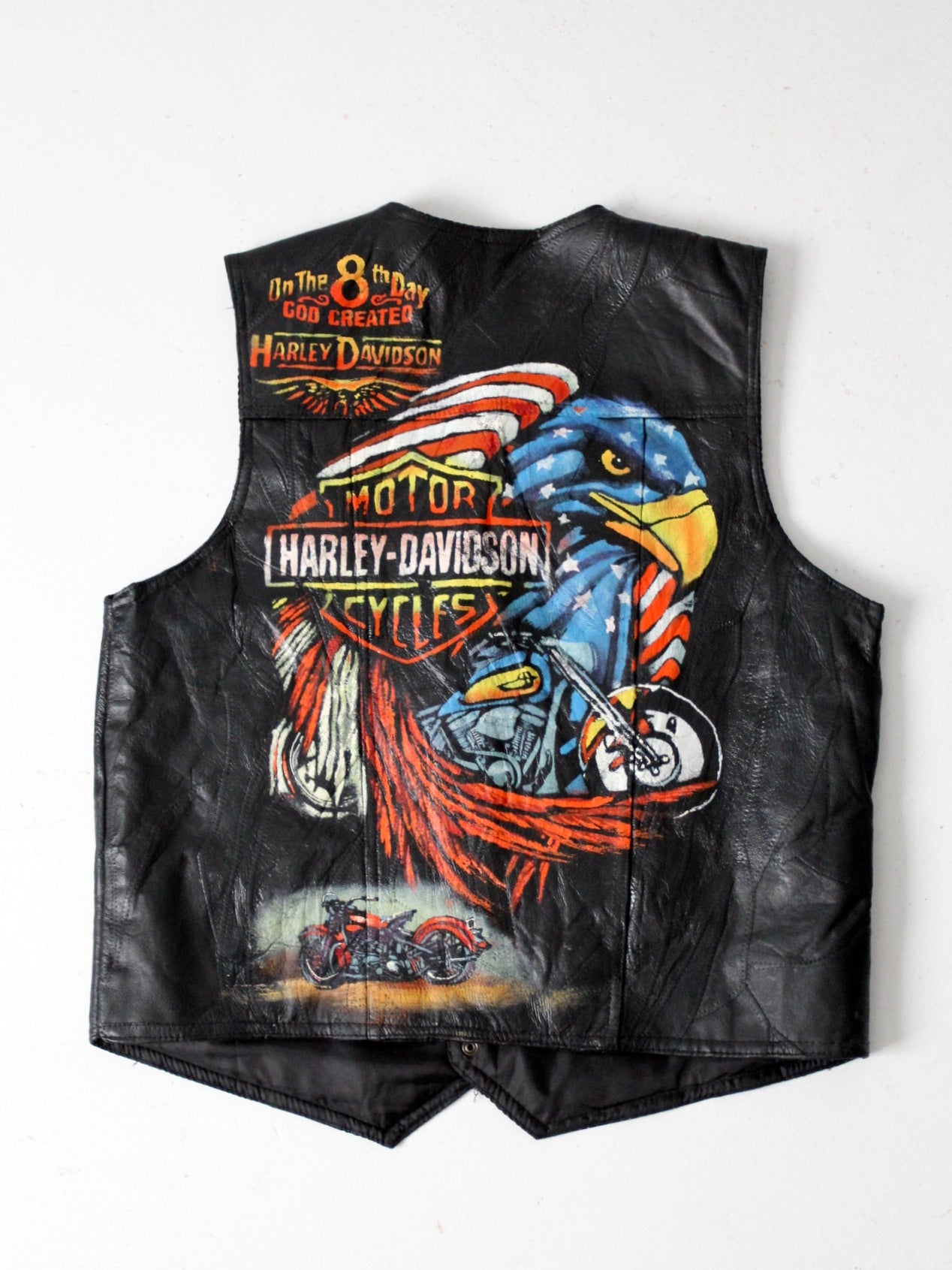 vintage painted biker vest 86 Vintage