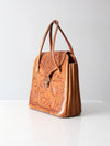 vintage tooled leather satchel