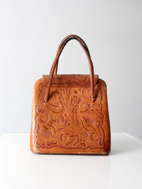 vintage tooled leather satchel