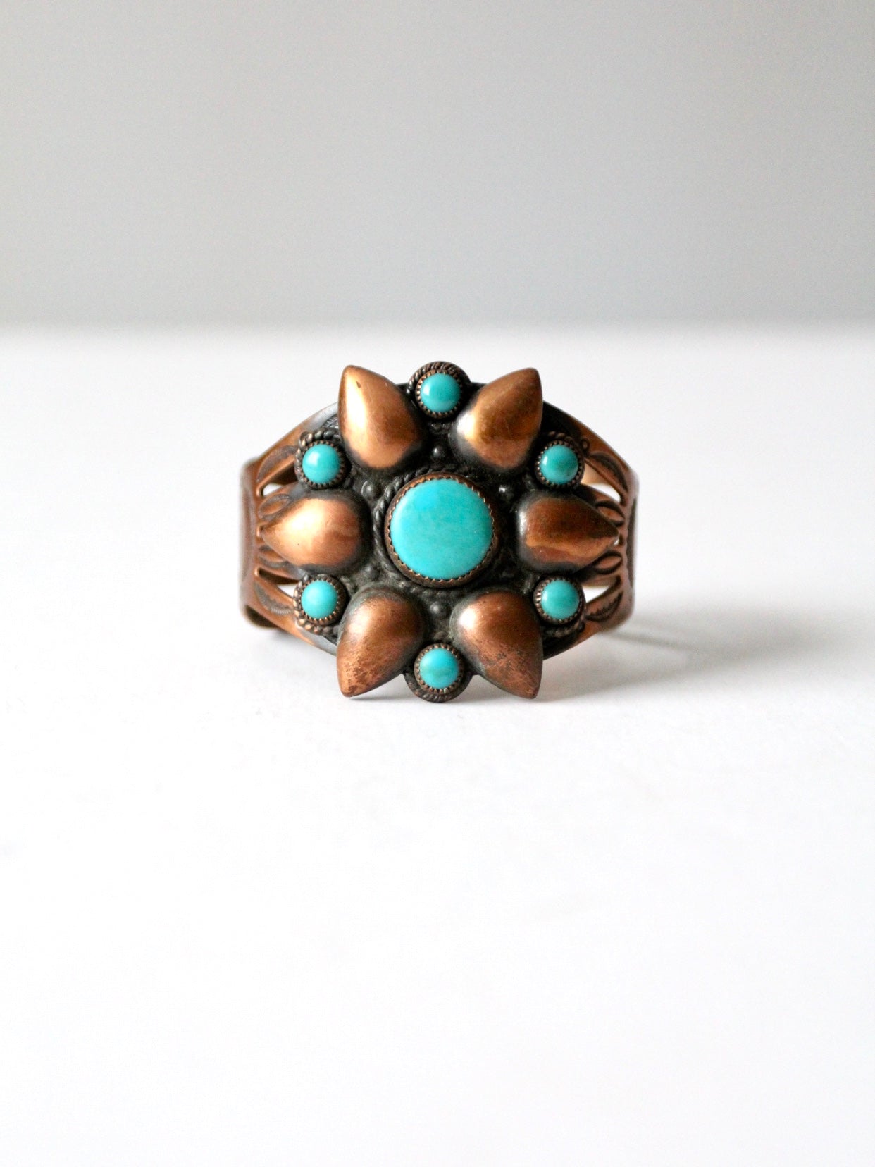 vintage copper and turquoise cuff bracelet – 86 Vintage