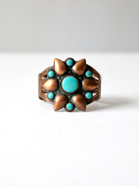 vintage copper and turquoise cuff bracelet