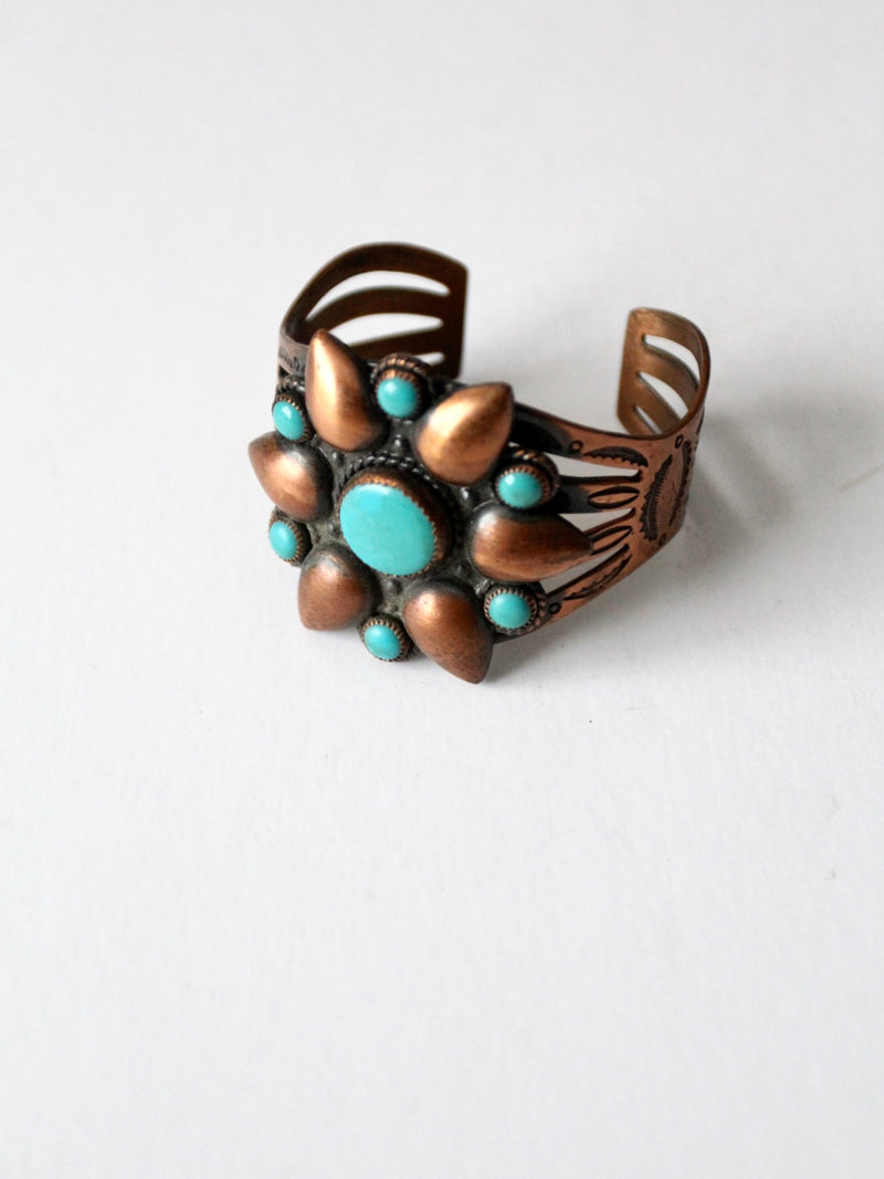 vintage copper and turquoise cuff bracelet