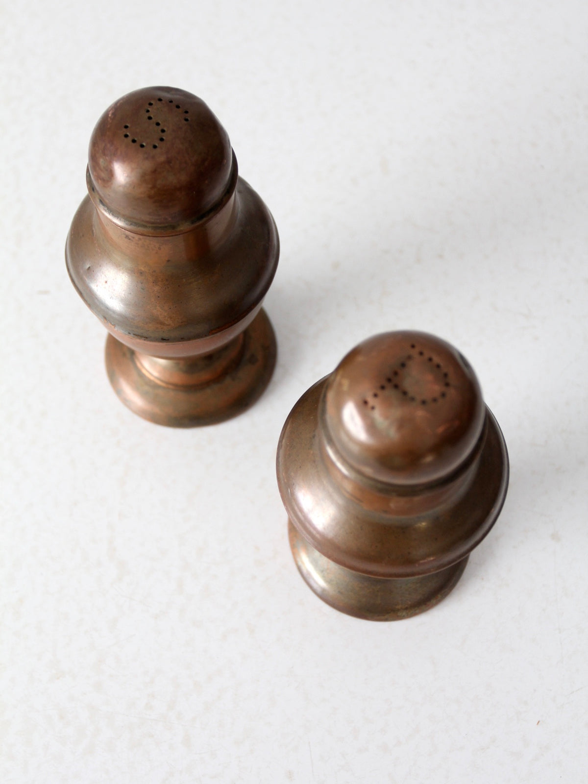 vintage large copper salt and pepper shakers