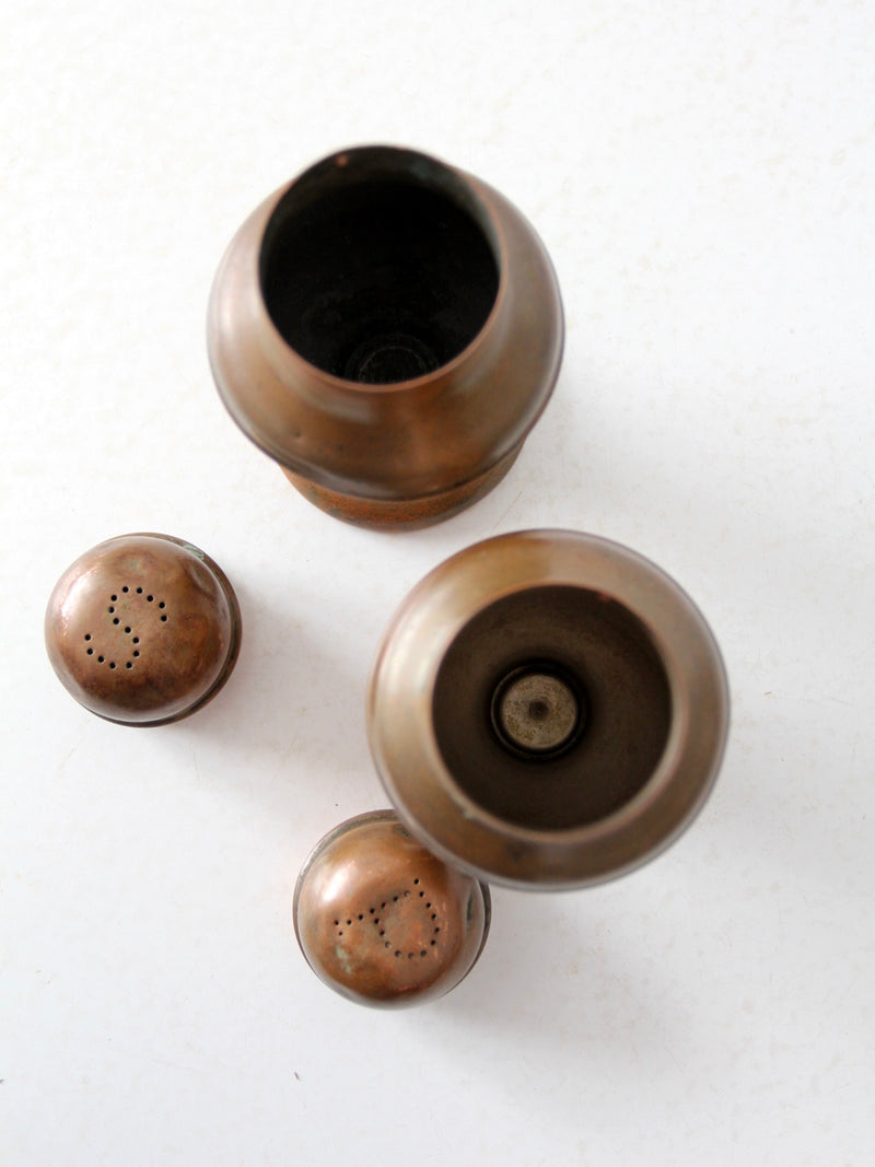 vintage large copper salt and pepper shakers