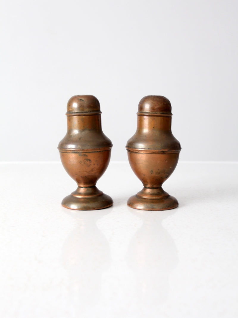 vintage large copper salt and pepper shakers