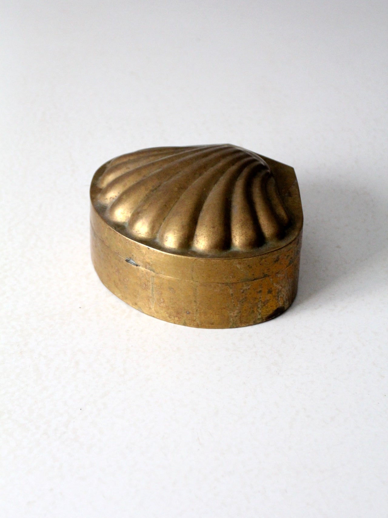 vintage brass seashell box