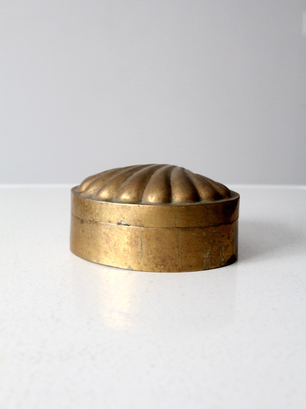 vintage brass seashell box