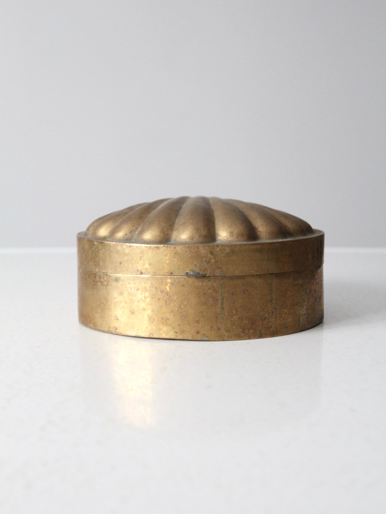vintage brass seashell box