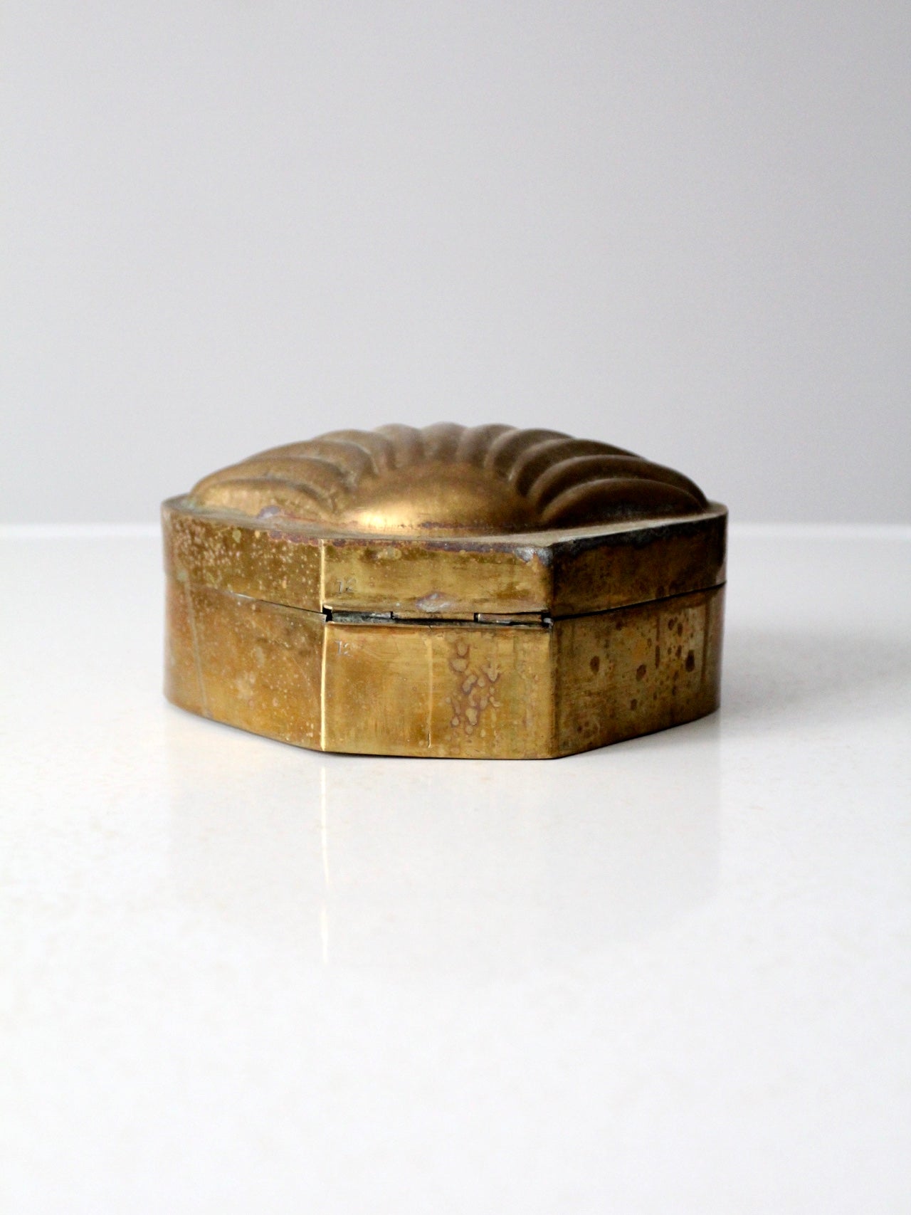 vintage brass seashell box
