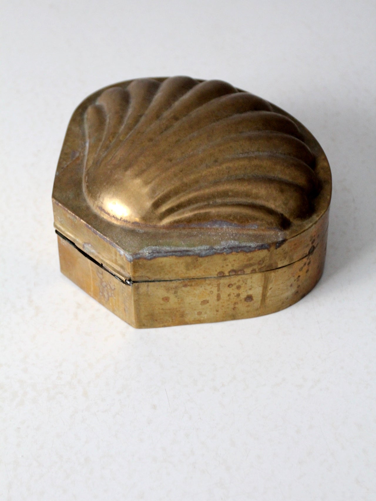 vintage brass seashell box