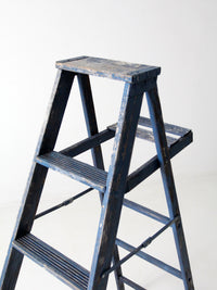 vintage blue wooden ladder