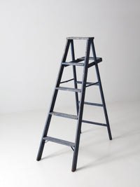 vintage blue wooden ladder