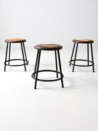 vintage industrial stools - set of 3