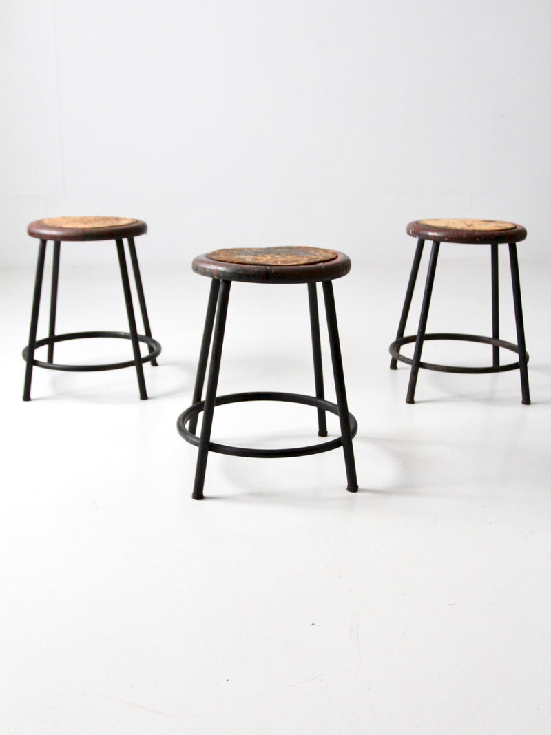 vintage industrial stools - set of 3