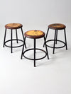 vintage industrial stools - set of 3