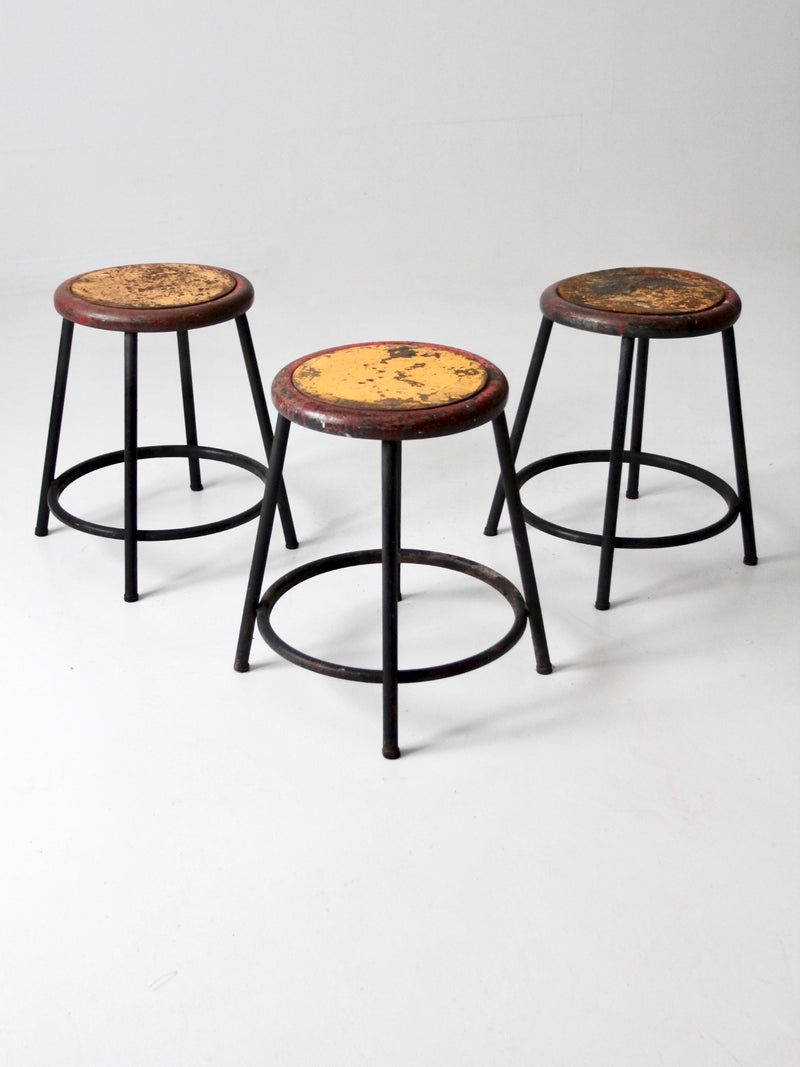 vintage industrial stools - set of 3