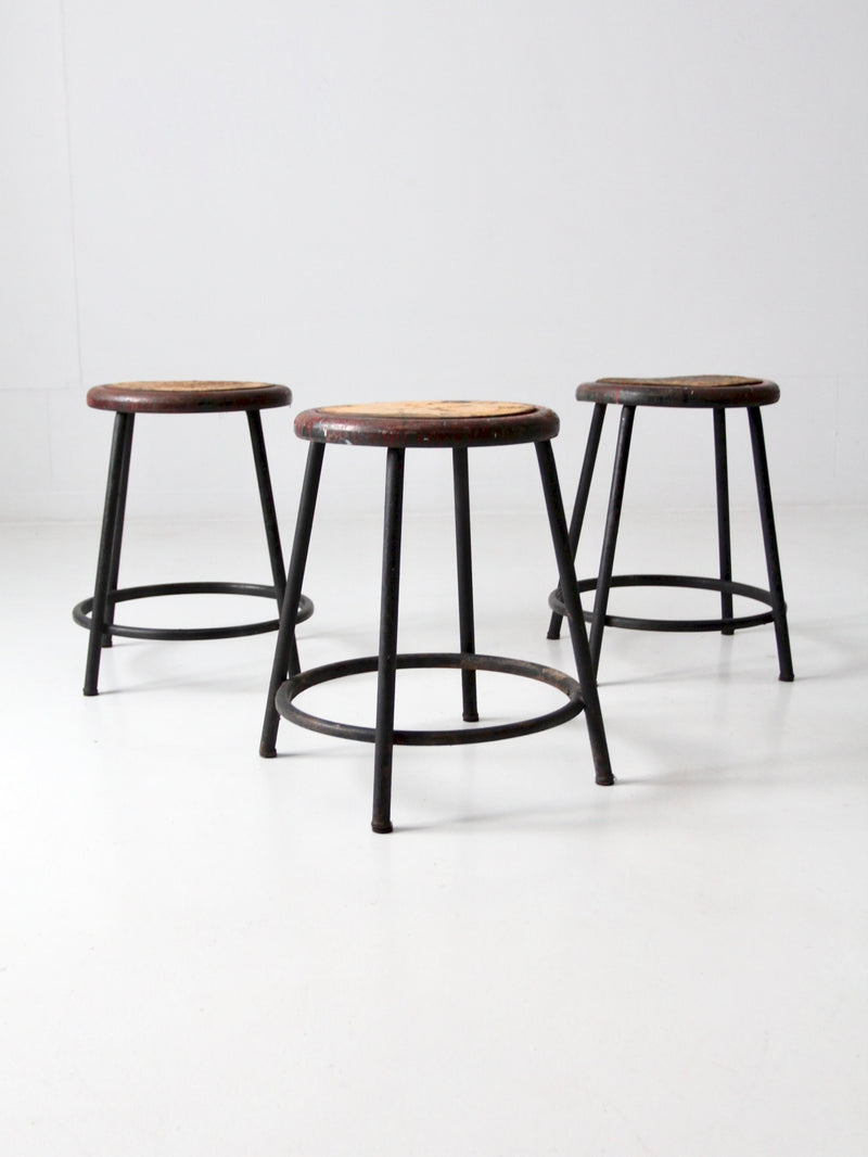 vintage industrial stools - set of 3