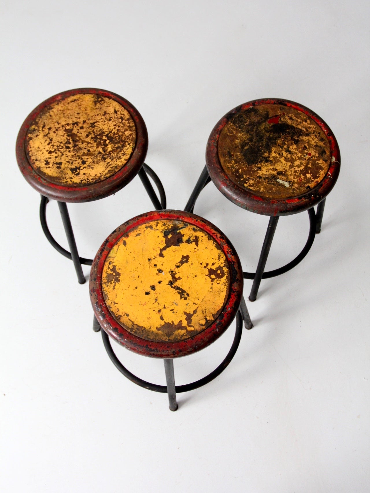 vintage industrial stools - set of 3