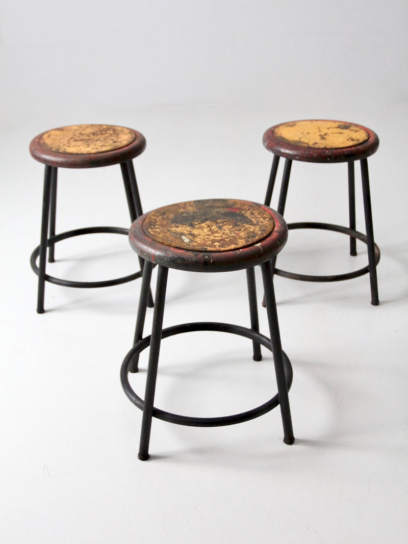 vintage industrial stools - set of 3