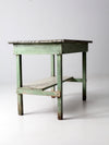 antique table with galvanized top