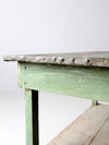 antique table with galvanized top