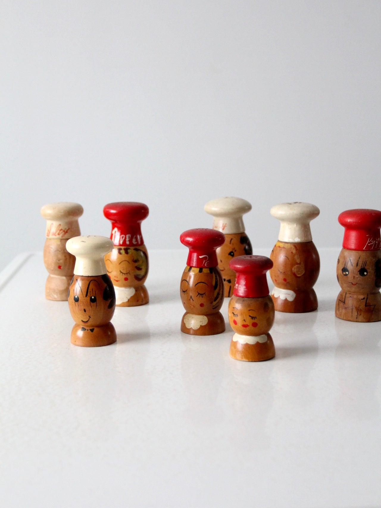 mid-century wood salt & pepper shakers