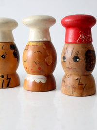 mid-century wood salt & pepper shakers