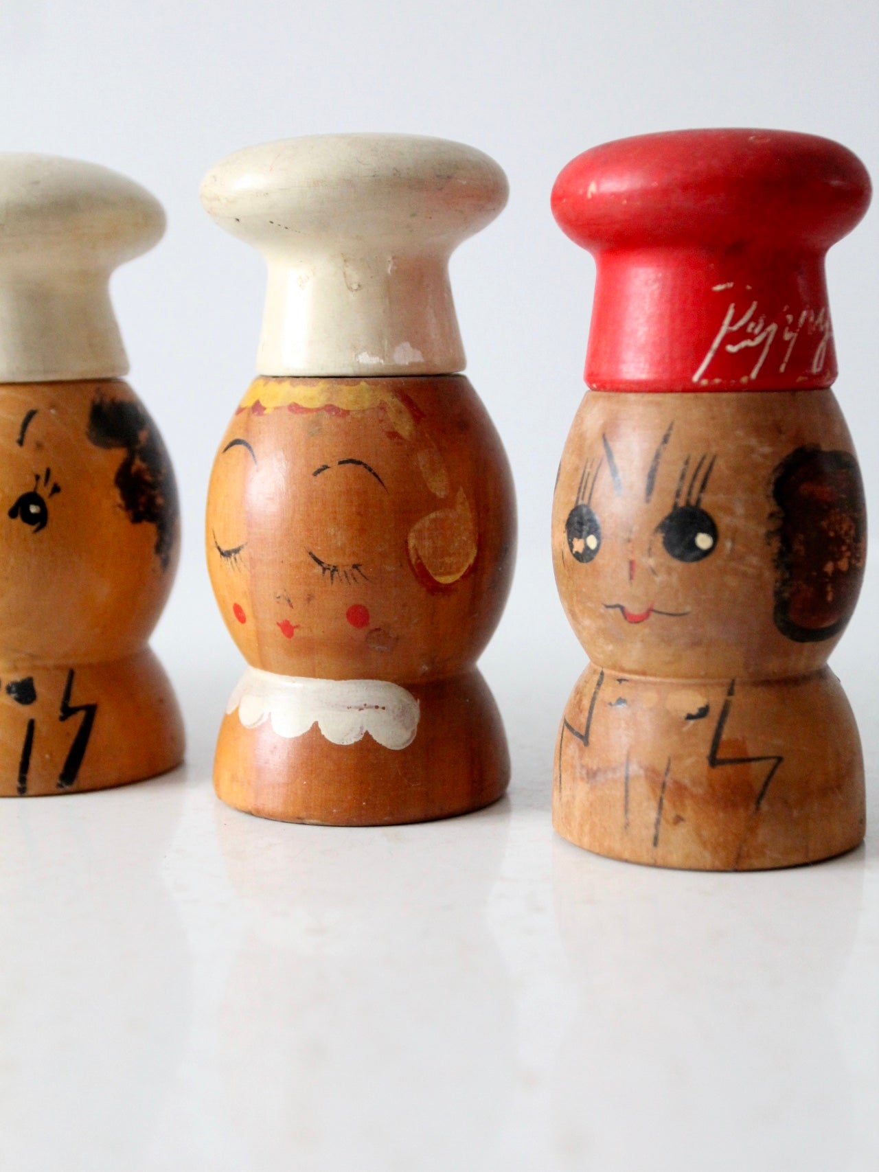 mid-century wood salt & pepper shakers