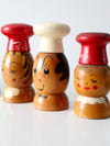 mid-century wood salt & pepper shakers