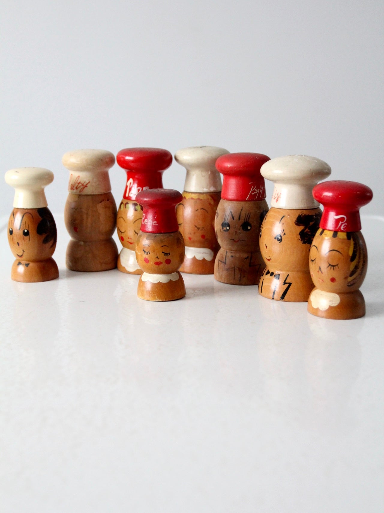 mid-century wood salt & pepper shakers
