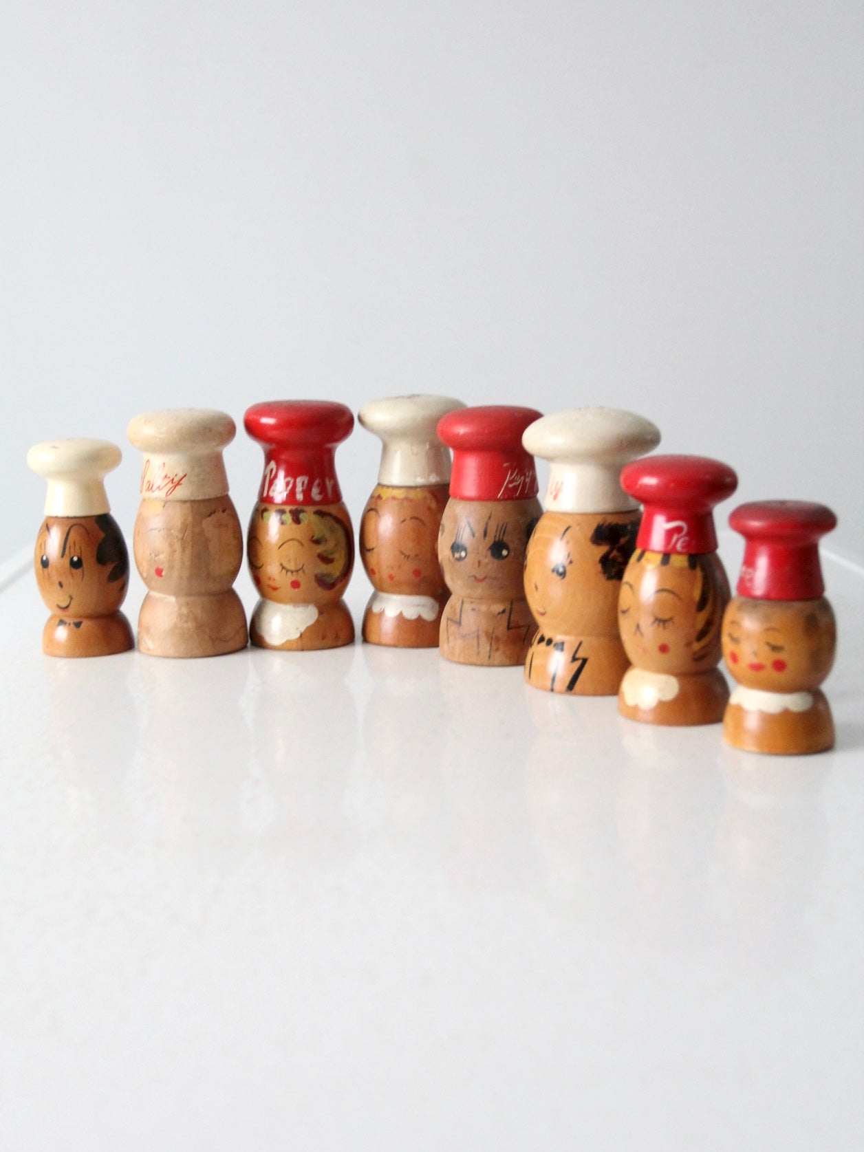 mid-century wood salt & pepper shakers