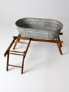 antique laundry stand with galvanized tub