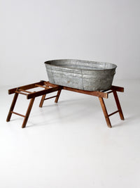 antique laundry stand with galvanized tub