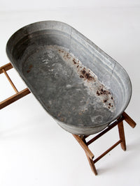 antique laundry stand with galvanized tub