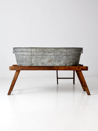 antique laundry stand with galvanized tub