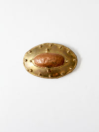 vintage brutalist brass + copper buckle