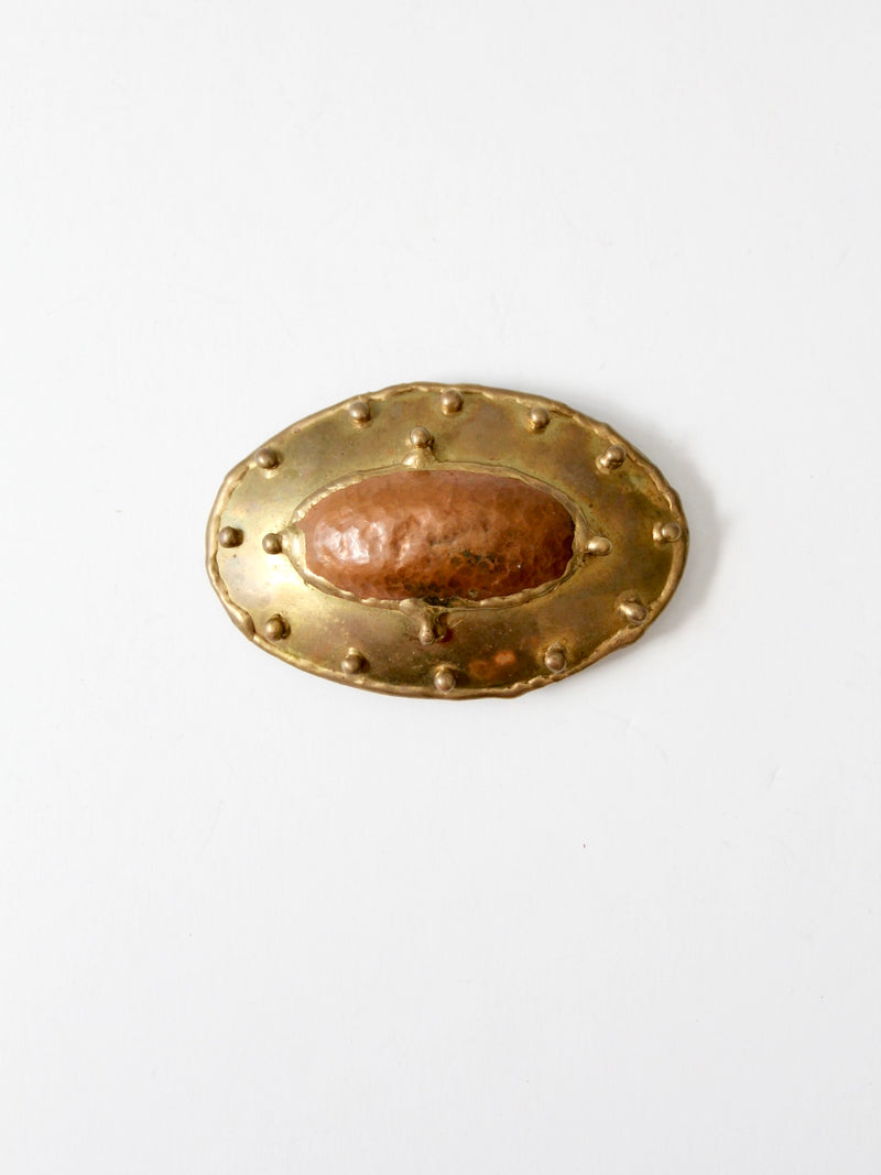 vintage brutalist brass + copper buckle