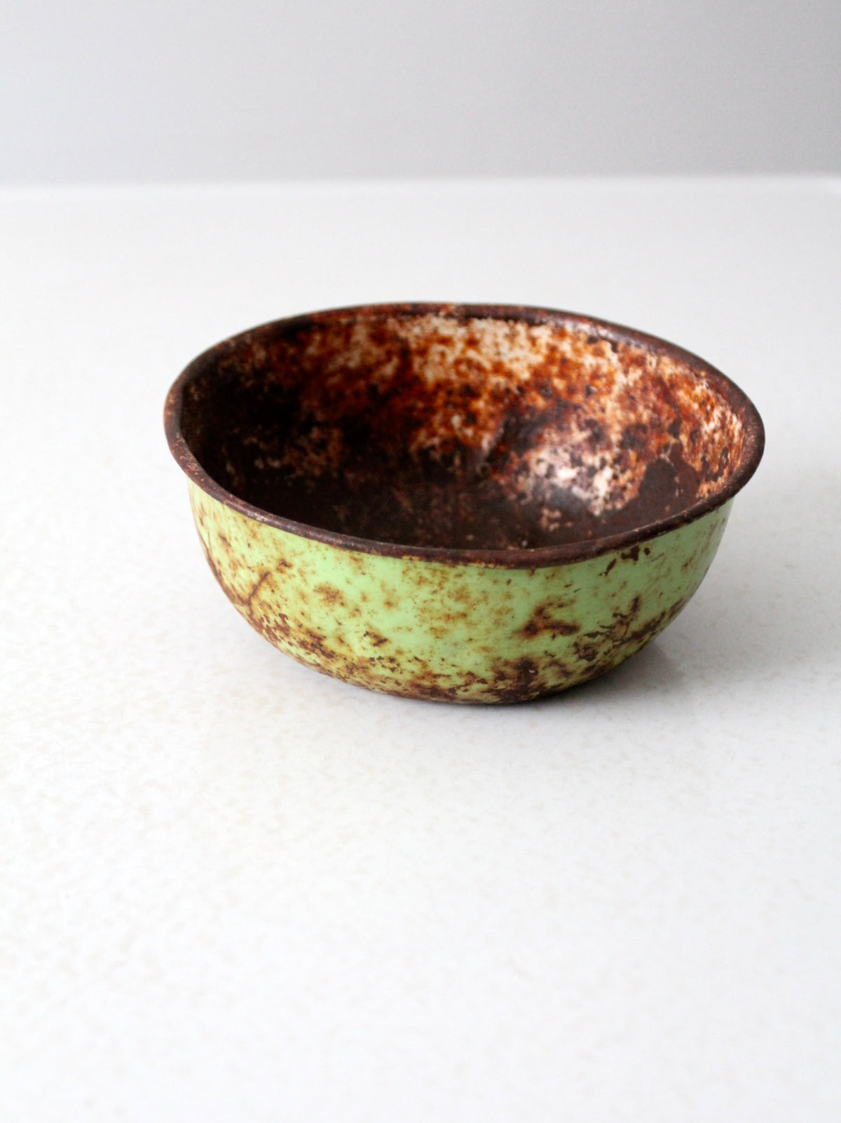 vintage rustic metal canteen bowl