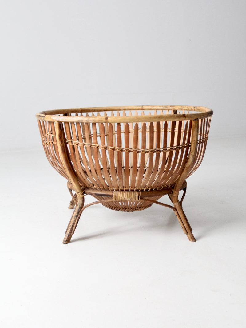 mid-century rattan basket