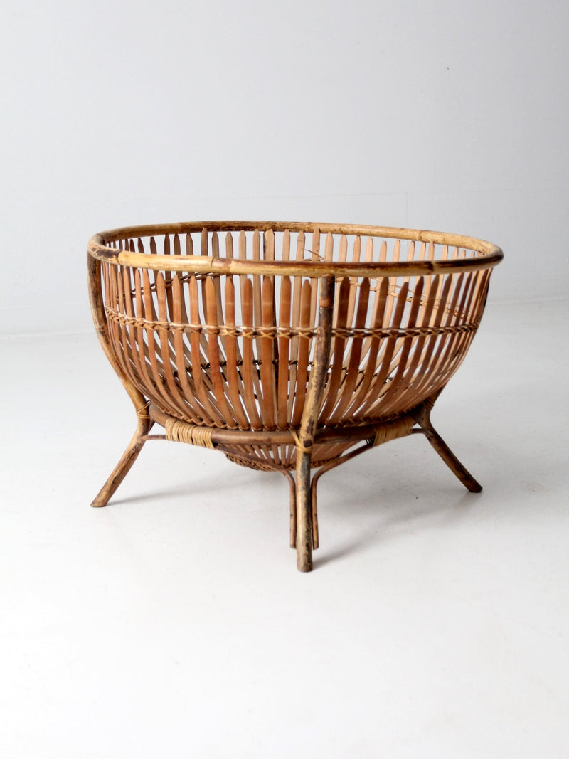 mid-century rattan basket