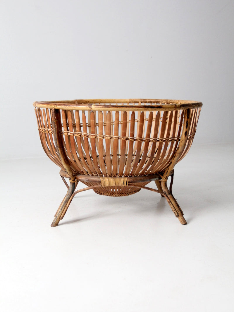 mid-century rattan basket