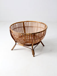 mid-century rattan basket