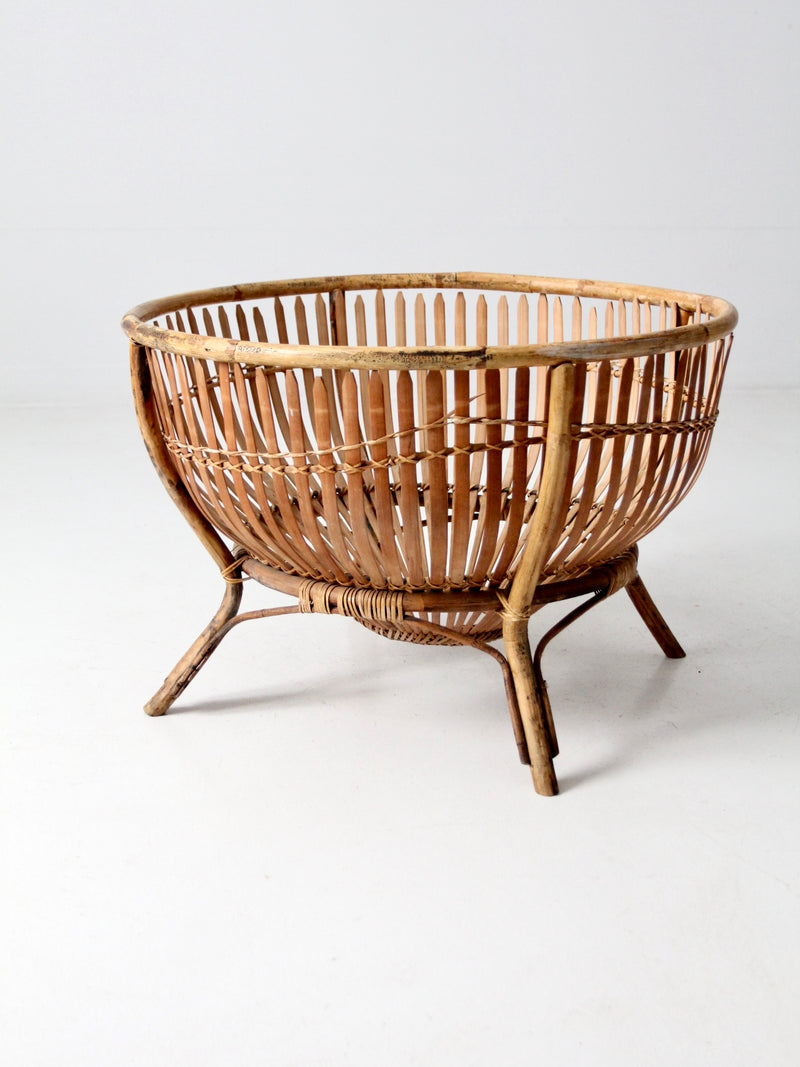 mid-century rattan basket